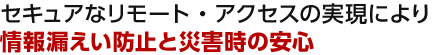 セキュアなリモート・アクセスの実現により情報漏えい防止と災害時の安心